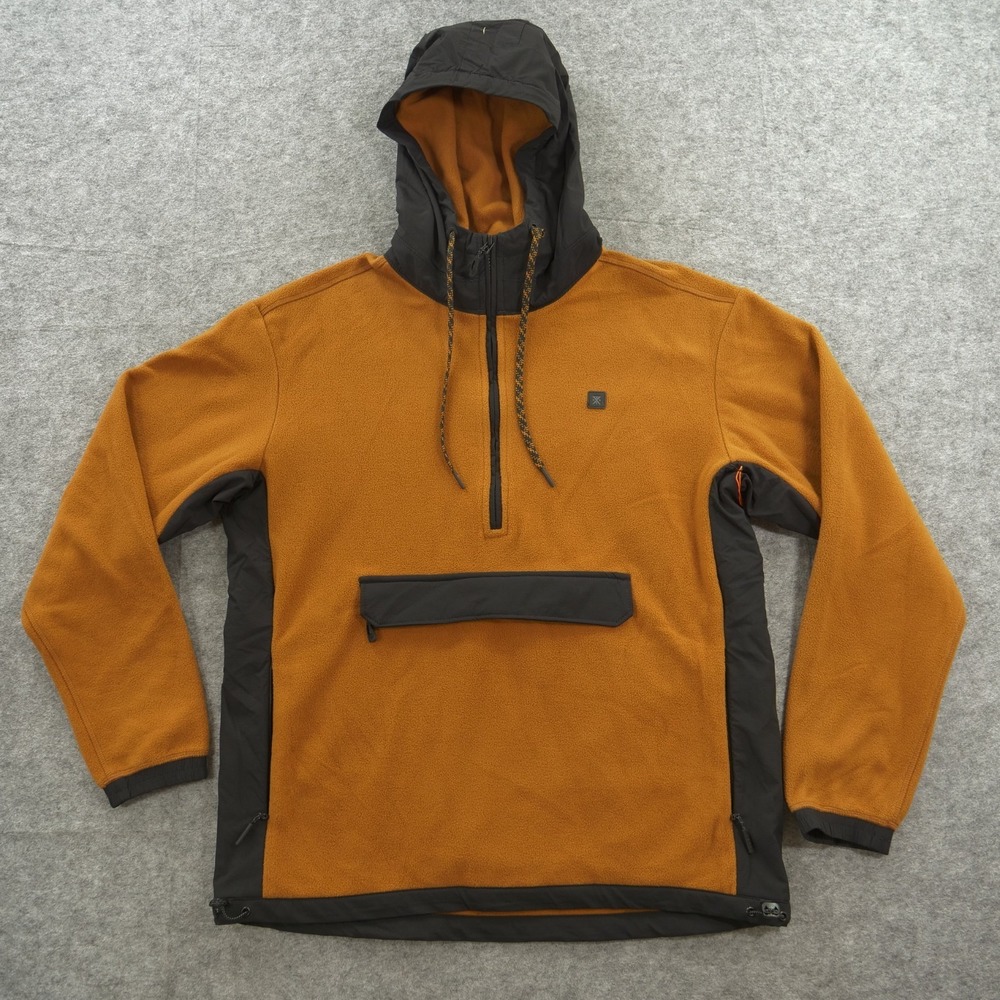 Roark Hoodie Sweatshirt Mens Medium Brown Anorak Overland Fleece New